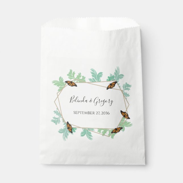 Elegant Monarch Butterfly Wedding  Favour Bag (Front)