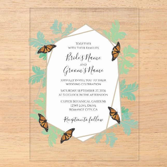 Elegant Monarch Butterfly Wedding Invitations (Front)
