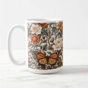 Elegant Monarch Butterfly William Morris Inspired  Coffee Mug