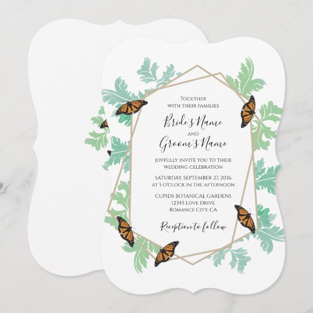 Elégant Monarque Papillon Mariage Invitations (Devant / Derrière)