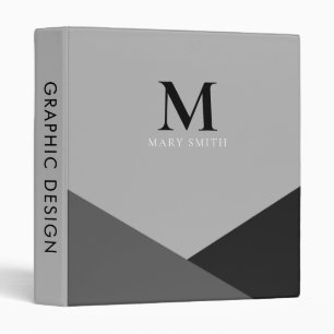 Elegant Monochromatic Black Monogram Binder