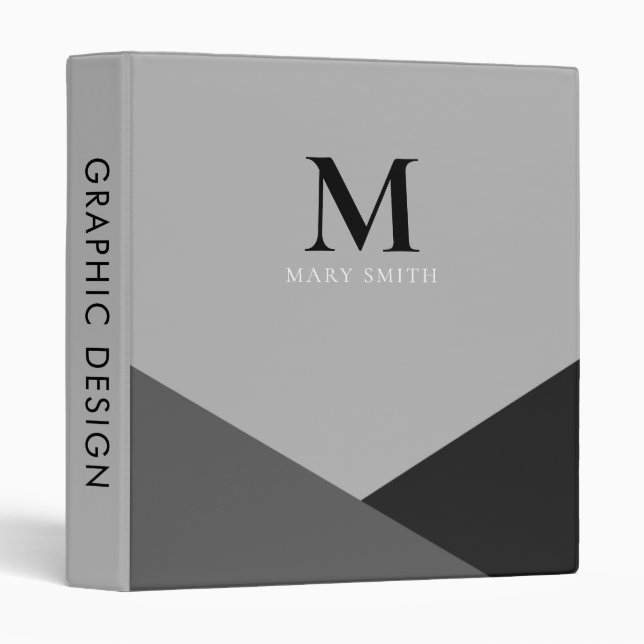 Elegant Monochromatic Black Monogram Binder (Front/Spine)