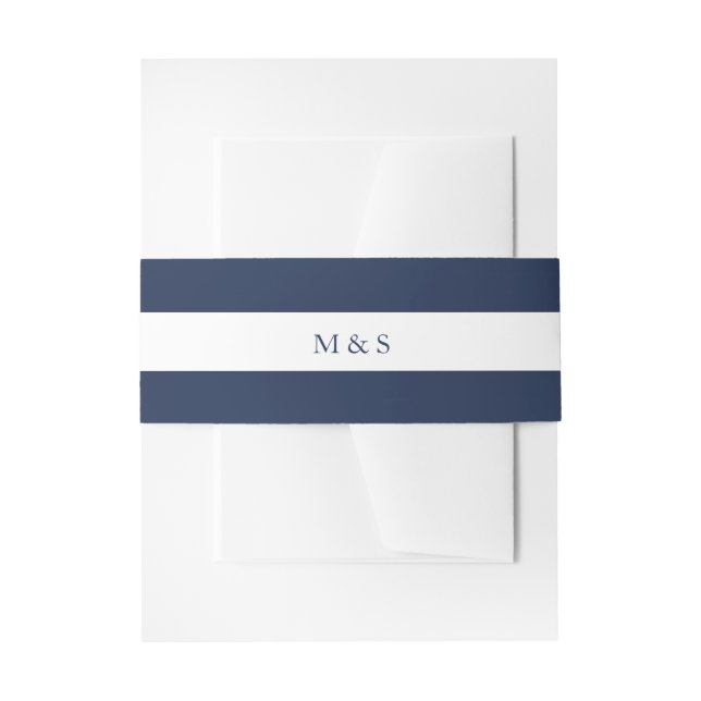 Elegant Monochromatic Blue Personalized Invitation Belly Band (Front Example)
