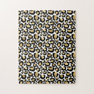 Elegant Monochromatic Leopard Spots Wild Glam Jigsaw Puzzle