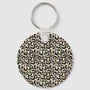 Elegant Monochromatic Leopard Spots Wild Glam Keychain