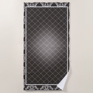 Elegant Monochrome Damask beach towel