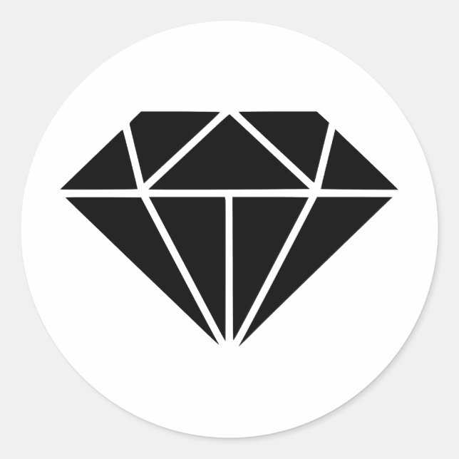 Elegant Monochrome Diamond Design Classic Round Sticker (Front)