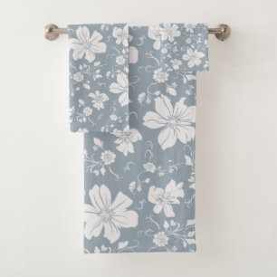 élégant monochrome motif floral bleu gris