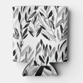 Elegant Monochrome: Natural Leaves Pattern Can Cooler