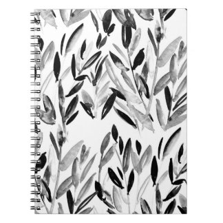 Elegant Monochrome: Natural Leaves Pattern Notebook