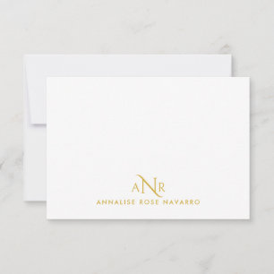 Elegant Monogram 3 Initial Name Gold Note Card