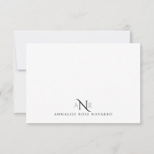 Elegant Monogram 3 Initial Name Note Card