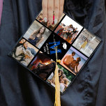 Elegant Monogram 8 Photo Graduation Cap Topper<br><div class="desc">This elegant monogram graduation cap topper features a black background with a 8 photo collage of the graduate,  a white graduation cap ,  class year,  and initial and name in handwritten calligraphy script.</div>