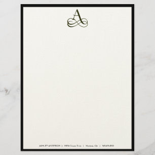 Elegant Monogram "A" Letterhead in Ecru