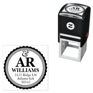 Elegant Monogram Address Rubber Stamp