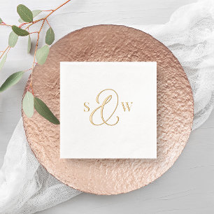 Elegant Monogram Ampersand Luxe Wedding Gold Foil Napkins