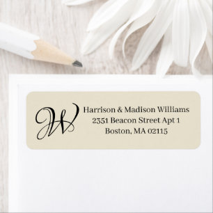 Elegant Monogram antique white and black address