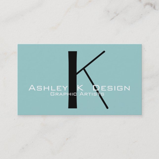 Elegant Monogram Aqua Customizable Business Card (Front)
