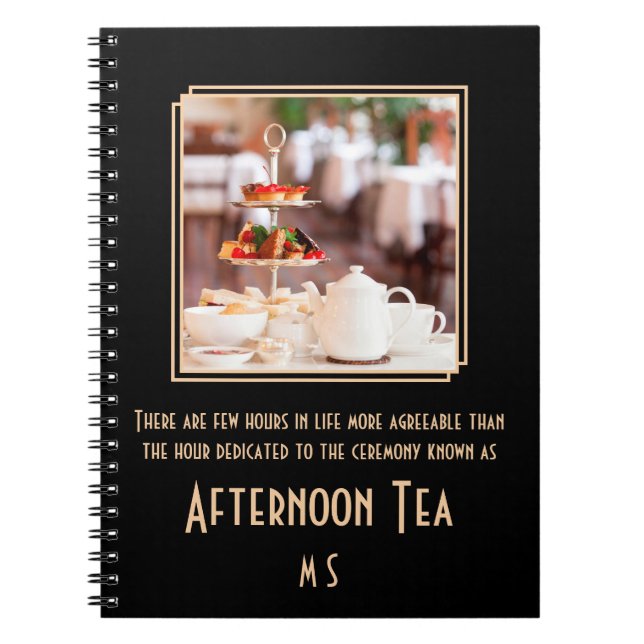 Elegant monogram art deco afternoon tea photo  not notebook (Front)