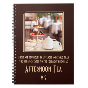 Elegant monogram art deco afternoon tea photo notebook