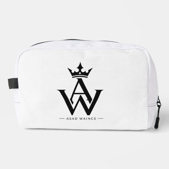 Elegant Monogram AW Makeup Bag - Minimalist Crown  (Front)
