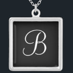 Elegant Monogram B Pendant Necklaces Black<br><div class="desc">Elegant Monogram Pendant Necklaces. Select "customize it" to change the letter,  colour,  background colour and font to personalize your pendant necklace,  including adding additional text. Makes a perfect gift.</div>