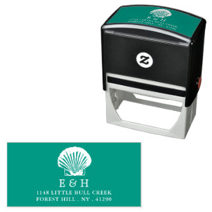 Elegant Monogram & Beach Scallop Self-inking Stamp