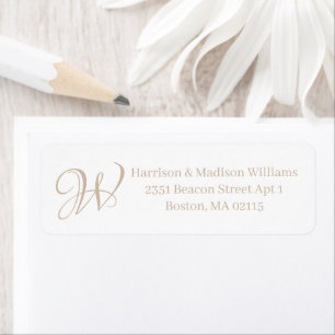 Elegant Monogram beige tan white custom Address