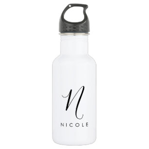 Elegant Monogram Black and White 532 Ml Water Bottle