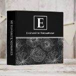 Elegant Monogram Black and White Custom Flower Binder<br><div class="desc">If you're looking for a unique and special guest book, then this black and white flower spring design is perfect for you! Our customized three ring binder is a beautiful black and white floral script monogram signing book that can be used as a guest book at a funeral service or...</div>