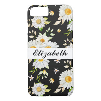 Elegant Monogram Black and White  Daisy Pattern  Case-Mate iPhone Case
