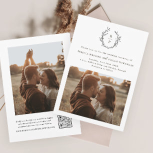 Elegant Monogram Black and White Formal Wedding Invitation