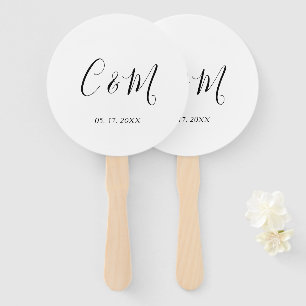 Elegant Monogram Black and White Hand Fan