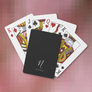 Elegant Monogram Black and White Playing Cards