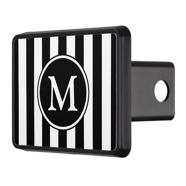 Elegant Monogram Black And White Trailer Hitch Cover (Left)