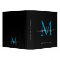 Elegant Monogram Black Bright Blue Office School