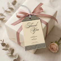 Elegant Monogram Black Cream Checkerboard