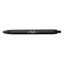 Elegant Monogram Black Gold Classic Initial Name