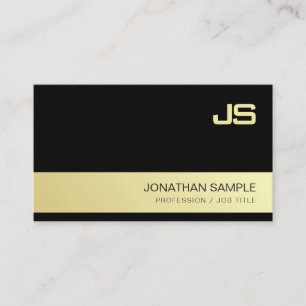 Elegant Monogram Black Gold Design Trendy Luxury Business Card
