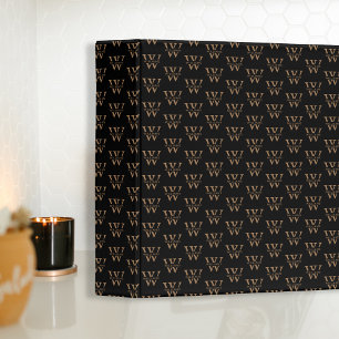 Elegant Monogram Black Gold Name Recipe Binder