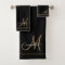 Elegant Monogram Black Gold Script Name 
