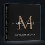 Elegant Monogram Black & Gold Script Wedding  Binder<br><div class="desc">Chic wedding album with your stylish monogram initial in gold and your names in white elegant handwritten script calligraphy on a black background. Simply add your names, monogram and wedding date. A beautiful wedding keepsake gift album for all your wedding photos and memories. Exclusively designed for you by Happy Dolphin...</div>