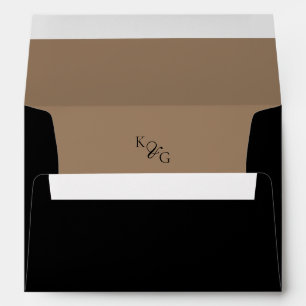 Elegant Monogram Black & Gold Wedding Envelope