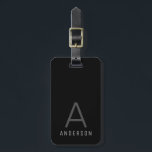 Elegant Monogram Black Grey Custom  Luggage Tag<br><div class="desc">Elegant and Professional Monogram Initial Name Custom Printed Luggage Tag in black,  white,  and grey looks classic and masculine on any black luggage,  making your bag easy to identify without standing out in an obnoxious way so you always look classy,  professional,  and clean and put together.</div>