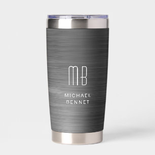 Elegant Monogram Black Insulated Tumbler