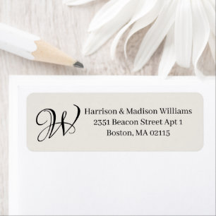 Elegant Monogram black off white Return Address