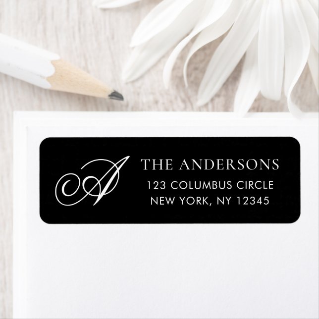 Elegant Monogram Black Return Address (Insitu)