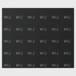 Elegant Monogram Black Wedding Wrapping Paper