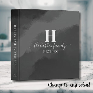 Elegant Monogram Black White Recipe Binder