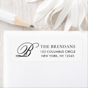 Elegant Monogram Black White Return Address